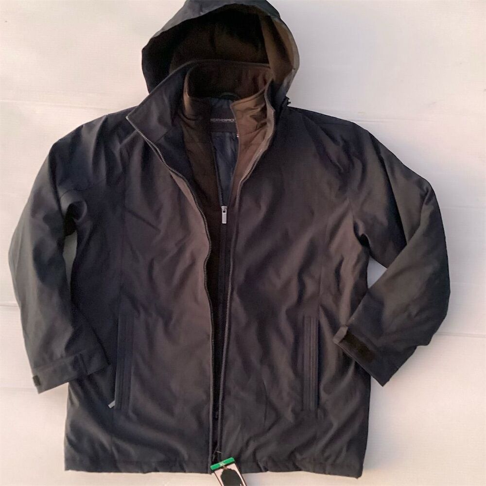 Weatherproof Men's Hooded Windbreaker Jacket Black XL Winter Casual